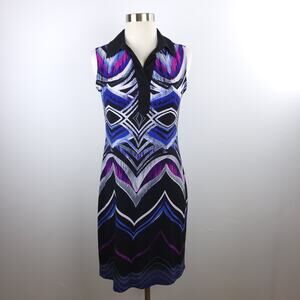 Saint Tropez West Sleeveless Jersey Collared Dress Size 4 Bright Blue Purple